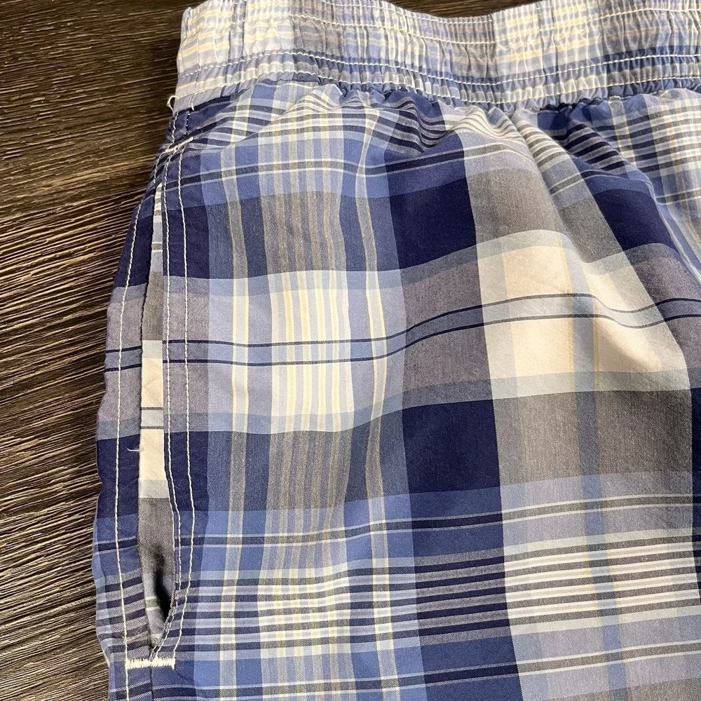 Polo Ralph Lauren Mens Swim Shorts Trunks Blue Plaid‎ XL Lined Resortwear Beach